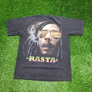 Bob-Marley Rasta Reggae Shirt M/L 21x27 Faded-Black